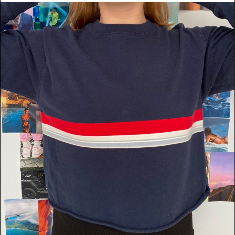 Brandy Melville striped long sleeve navy tee